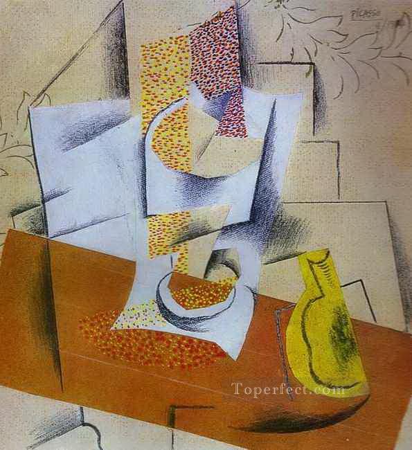 Composition Bowl of Fruit and Sliced Pear 1913 Pablo Picasso Oil Paintings